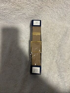 Classic Men's Tan Web Belt with Gold-Tone Buckle